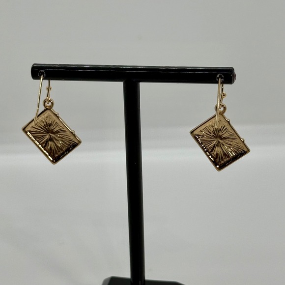 Gold Tone Holy Bible Cross Charm Dangle Earrings Loris Gifts - Picture 5 of 6